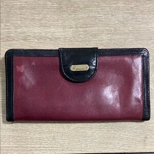 Vintage Renwick Woman’s Leather Burgundy/Black Long Wallet Clutch
